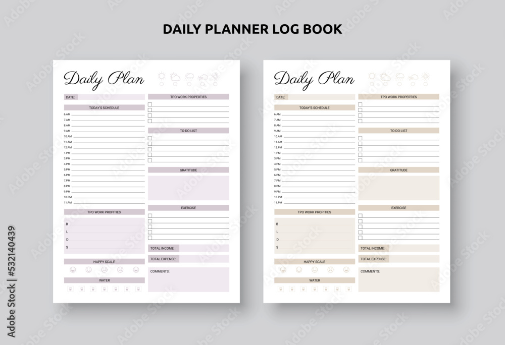 Daily planner, Note, scheduler, diary, Daily planner printable template