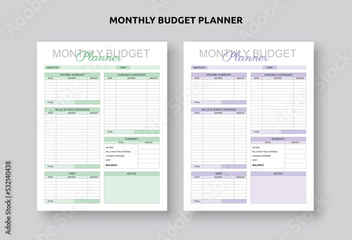 Personal monthly  budget plan, Printable Budget Planner Templates, Income and expense tracker