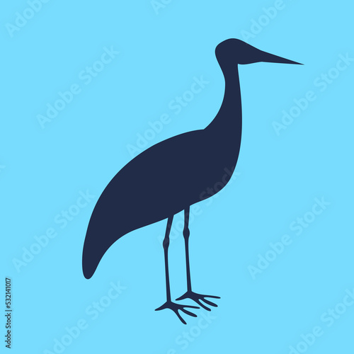 heron silhouette on blue background