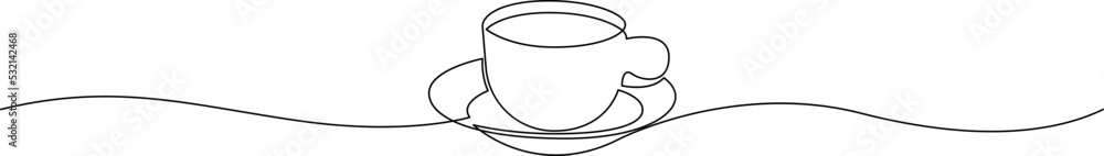 Cup of coffee continuous line drawing. Teacup one line art. Vector illustration. Cup of coffee continuous line drawing. Teacup one line art. Vector illustration.