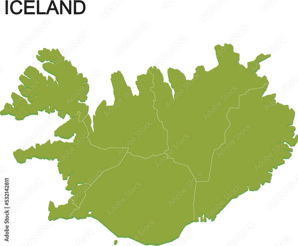 Obraz premium アイスランド/ICELANDの地域区分イラスト