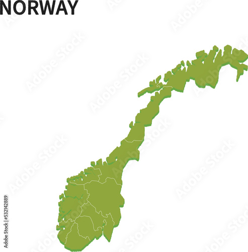 ノルウェー/NORWAYの地域区分イラスト