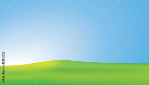 Green field with blue sky banner. Vector illustration.