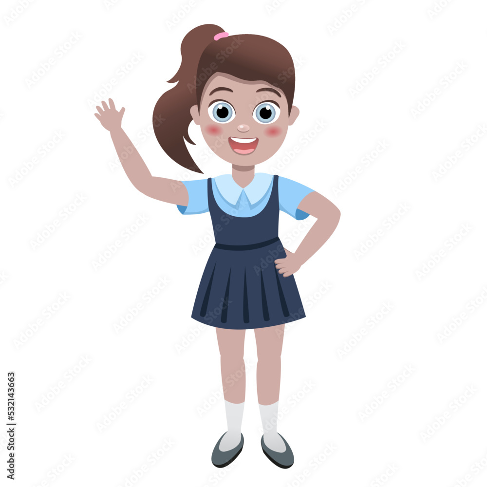 back to school and children education concept vector background. Happy schoolchildren with books and backpacks. Cute smiling kids in cartoon style. School uniform. Elementary education. School time