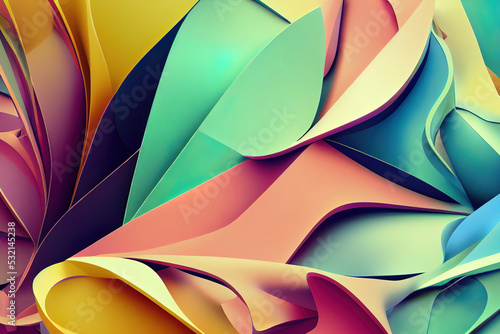 Colorful abstract shapes graphic background  3d render  3d illustration