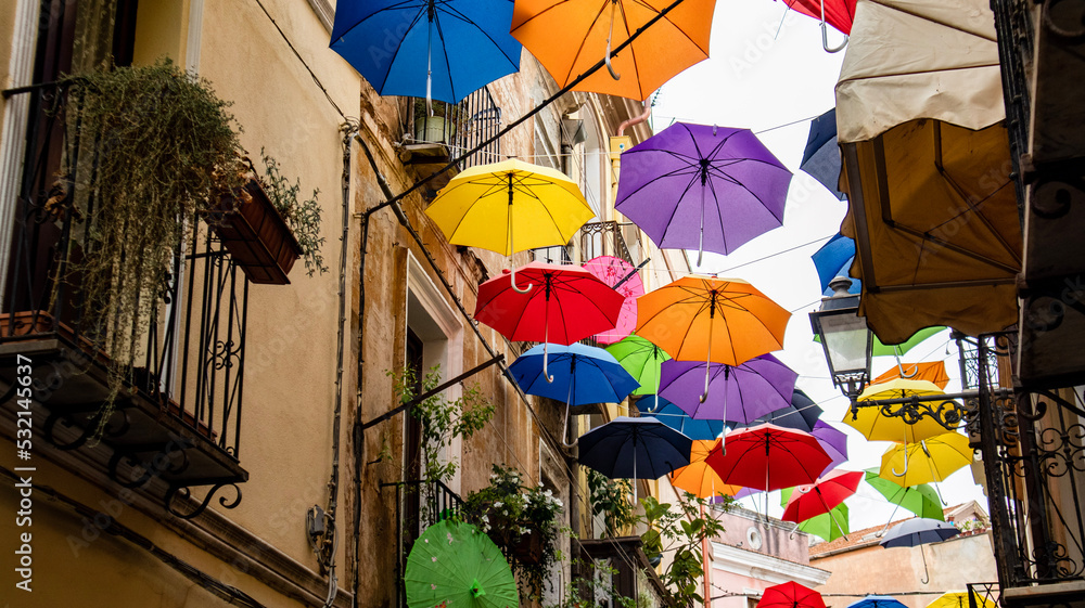 colorful umbrella on the street