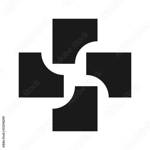 Corner Cut Square Cross Shape Icon