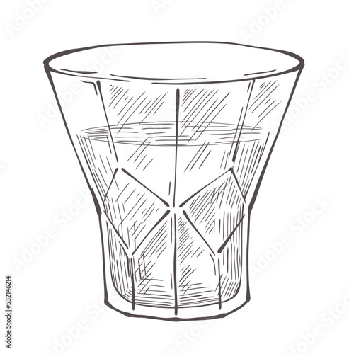 Hand drawn drink glass vector.