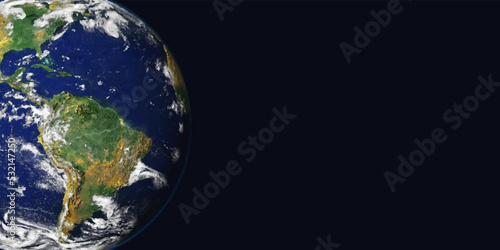 Earth Globe realistic design. View from space. Realistic Planet Earth and World Map. Vector illustration