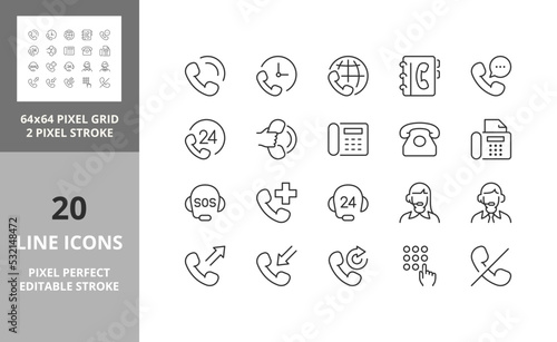 phone calls 64px and 256px editable vector set