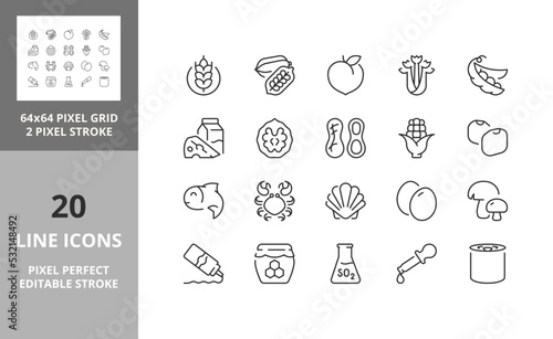food allergens 64px and 256px editable vector set