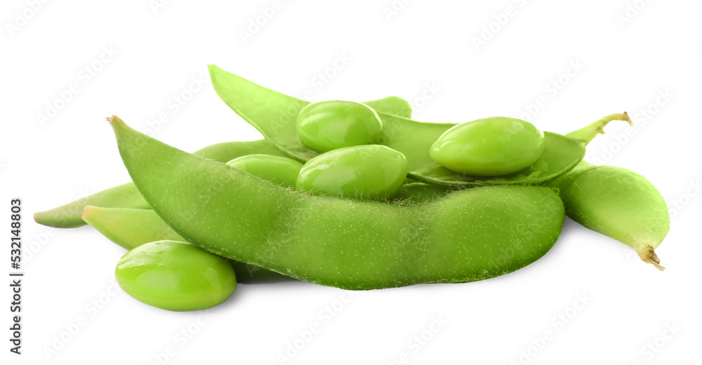 custom made wallpaper toronto digitalFresh green edamame pods and beans on white background