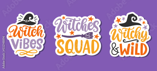 Witch Vibes, Witches Squad Inscription Stickers Set