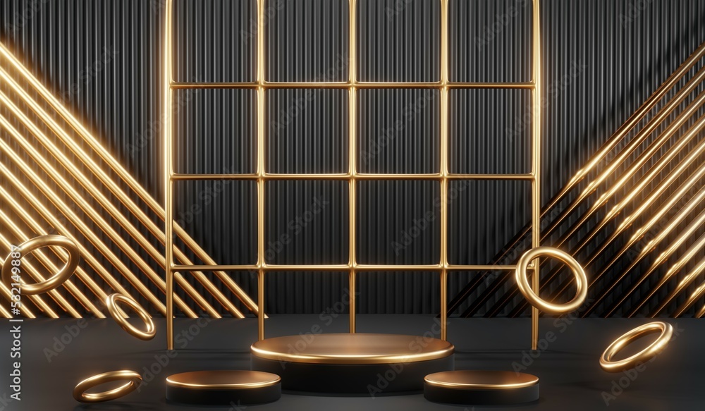 3D rendering of blank product background for cream cosmetics Modern black podium background 3D rendering of blank product background for cream cosmetics Modern black podium background