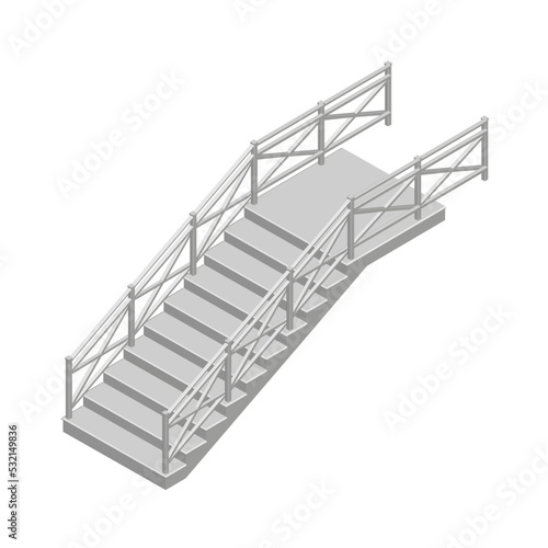 Polygonal gray staircase model isolated on white background. Isometric view. 3D. Vector illustration.