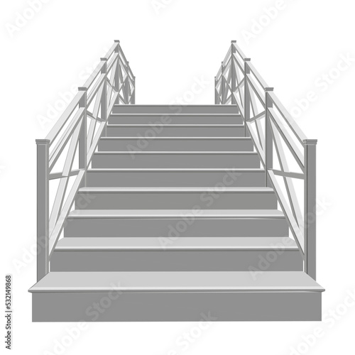 Polygonal staircase model isolated on white background. Bottom view. 3D. Vector illustration.
