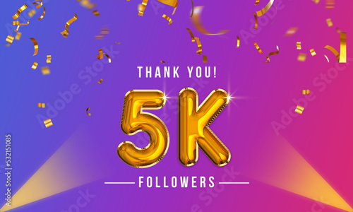 Thank you, 5k or five thousand followers celebration design, Social Network friends, followers celebration background