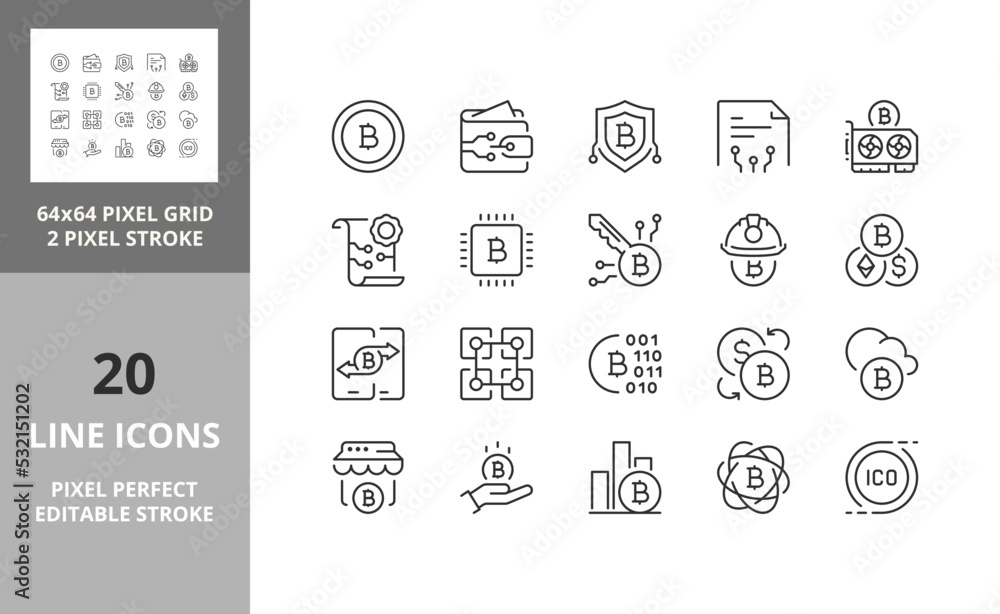 crypto currency 64px and 256px editable vector set