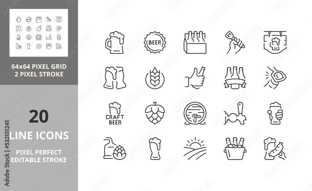 beer 64px and 256px editable vector set