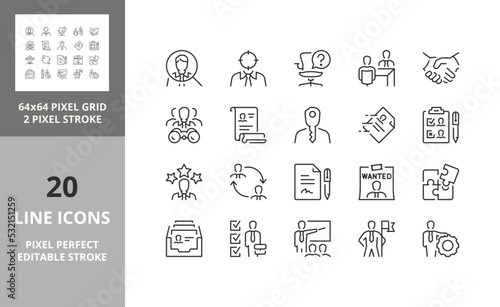 hiring process 64px and 256px editable vector set