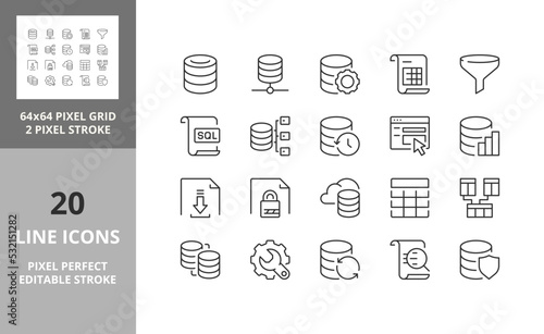 database 64px and 256px editable vector set
