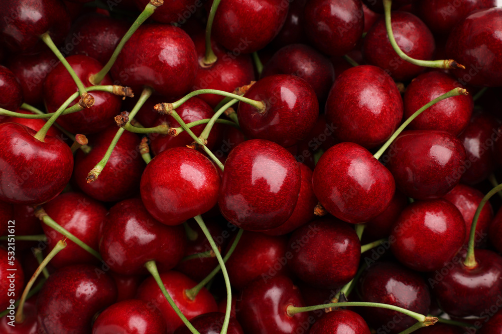 Ripe sweet cherries as background, top view Ripe sweet cherries as background, top view
