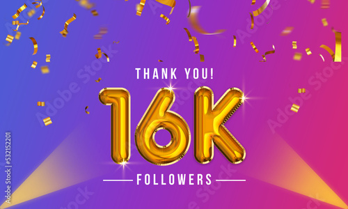 Thank you, 16k or sixteen thousand followers celebration design, Social Network friends,  followers celebration background
