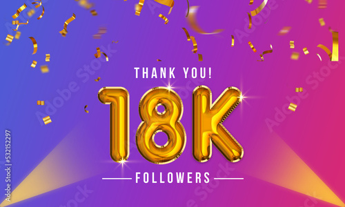 Thank you, 18k or eighteen thousand followers celebration design, Social Network friends,  followers celebration background