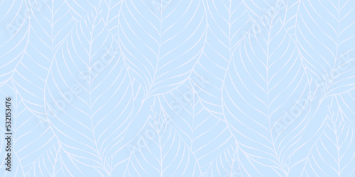 Soft Blue Leaf Seamless Pattern Background. Vector illustration