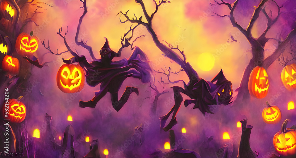 Halloween Art Colorful Dynamic Beautiful Lighting