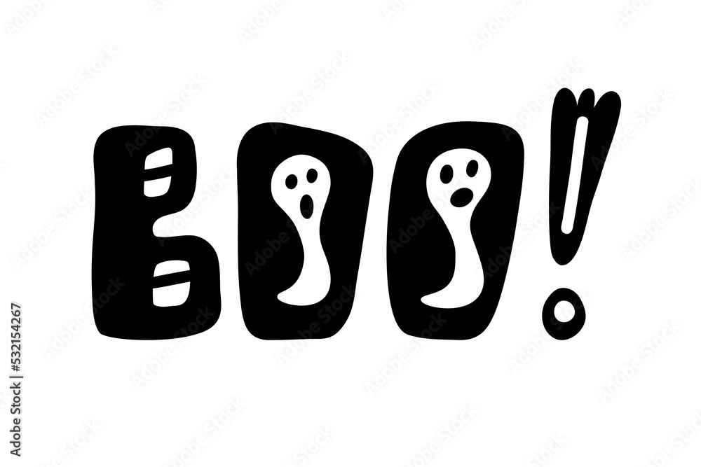 Fototapeta premium Boo! Halloween lettering with ghost.