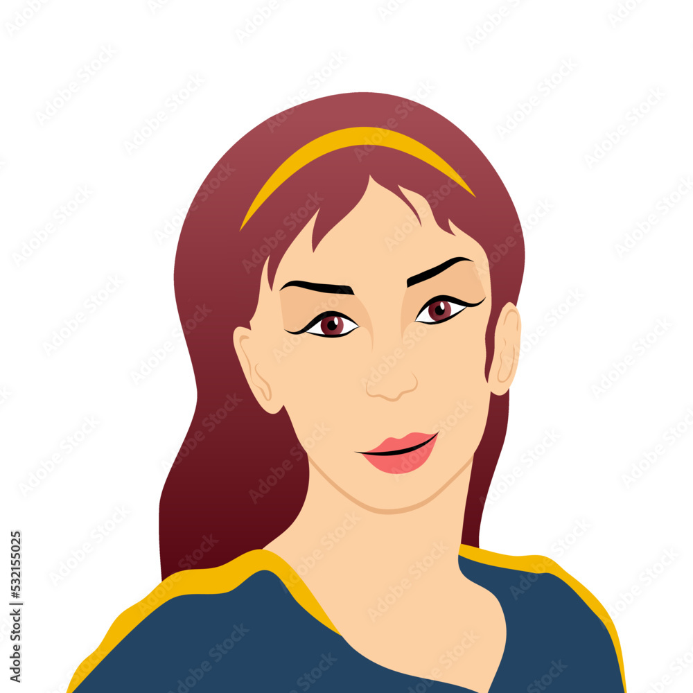 Girl with hair band isolated illustration Girl with hair band isolated illustration