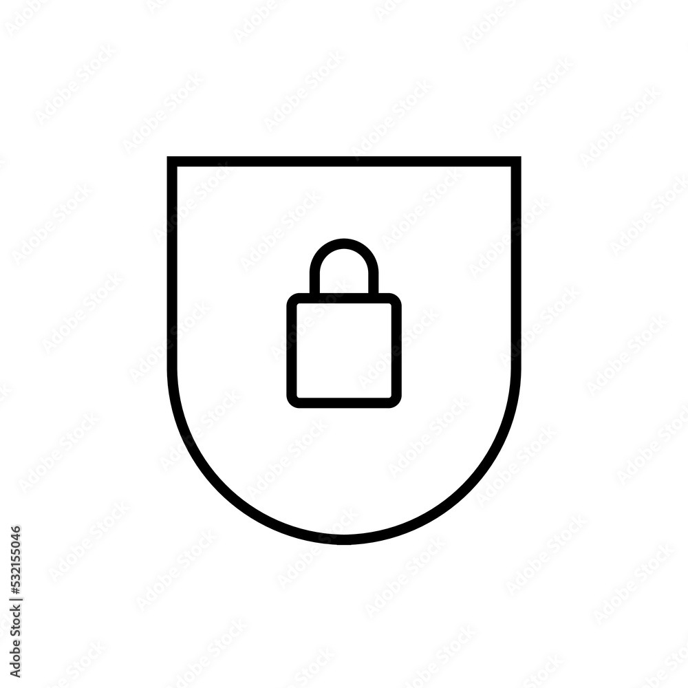 Graphic flat shield lock icon for your design and website Graphic flat shield lock icon for your design and website
