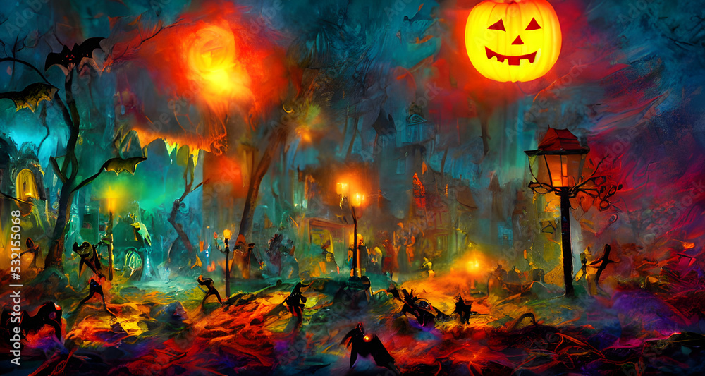 Fototapeta premium Halloween Art Colorful Dynamic Beautiful Lighting