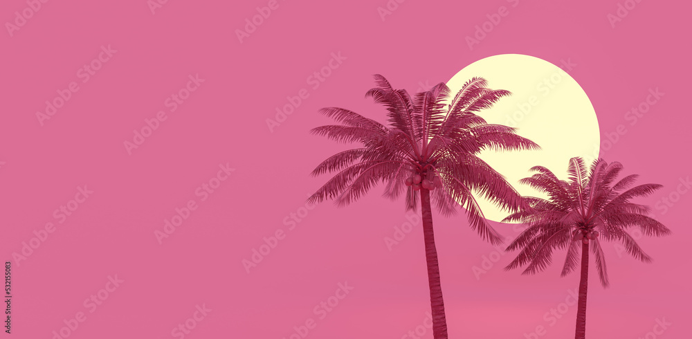 Travel concept background with pastel colours. Travel, trip, vacation concept. 3D illustration.