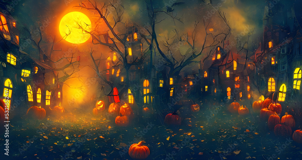 Halloween Art Colorful Dynamic Beautiful Lighting