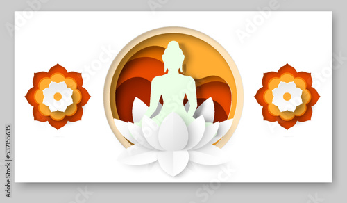 Religion vector Buddha silhouette and lotus flower