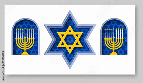 Vector judaism religion 3d paper cut background