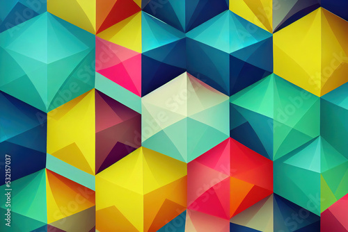 Colorful abstract hexagonal shapes background, 3d render, 3d illustration