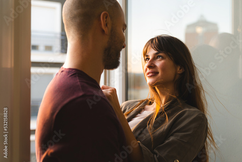 Couple looking at each other
