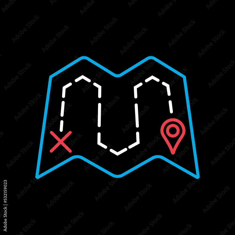 Map with route vector icon. Navigation sign Map with route vector icon. Navigation sign