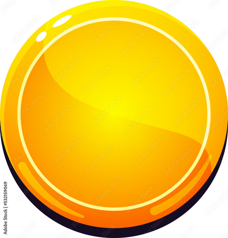 Cartoon Golden Round icon. Vector illustration