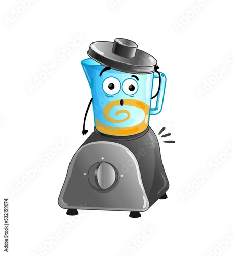 Funny kitchen blender isolated cartoon character. Household appliance with emotional face, home electronic device comic mascot vector illustration.