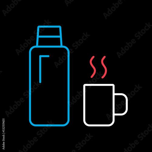 Thermos bottle vector icon. Camping sign