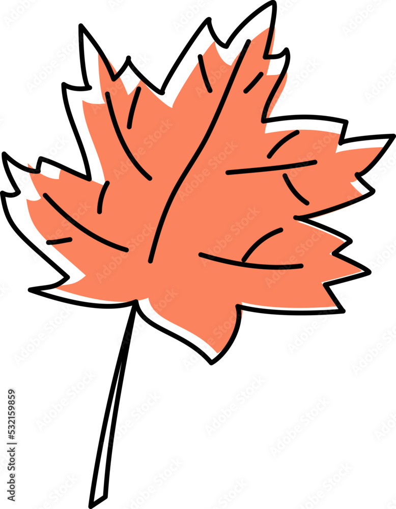 Doodle line drawing vector simple maple autumn leaf. Fall hand drawn botanical sketch. Modern minimalist art. For poster, web design Doodle line drawing vector simple maple autumn leaf. Fall hand drawn botanical sketch. Modern minimalist art. For poster, web design