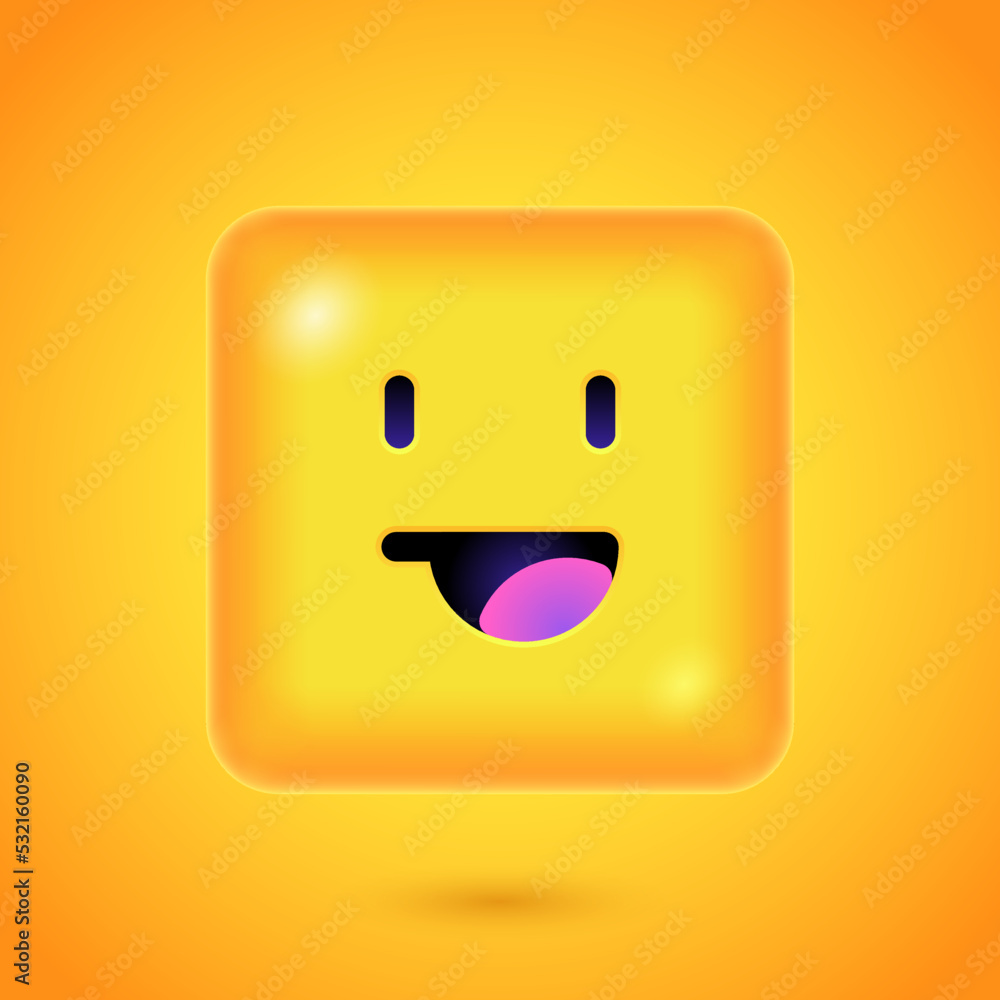 Square Emoticon. Yellow Emoji faces emoticon smile, digital smiley expression emotion feelings, chat cartoon emotes. Vector illustration icons Square Emoticon. Yellow Emoji faces emoticon smile, digital smiley expression emotion feelings, chat cartoon emotes. Vector illustration icons