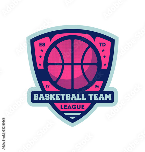 Basketball professional team vintage isolated label. College league badge, sport competition symbol, athletic camp logo vector illustration.