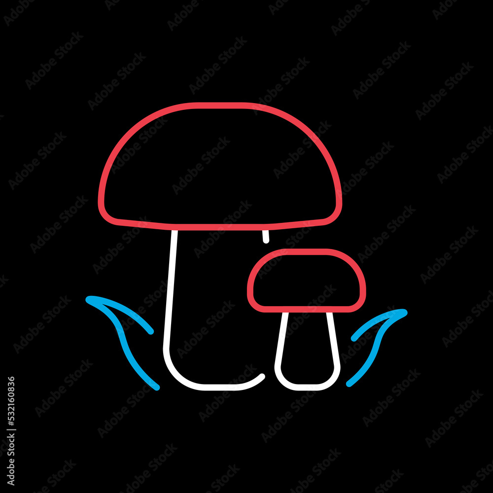 Forest mushrooms with a green grass vector icon Forest mushrooms with a green grass vector icon