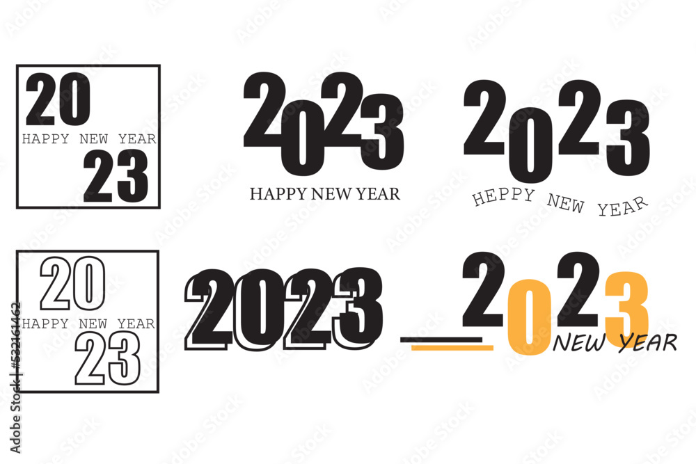 typing of Happy New Year 2023 logo. 2023 number design template