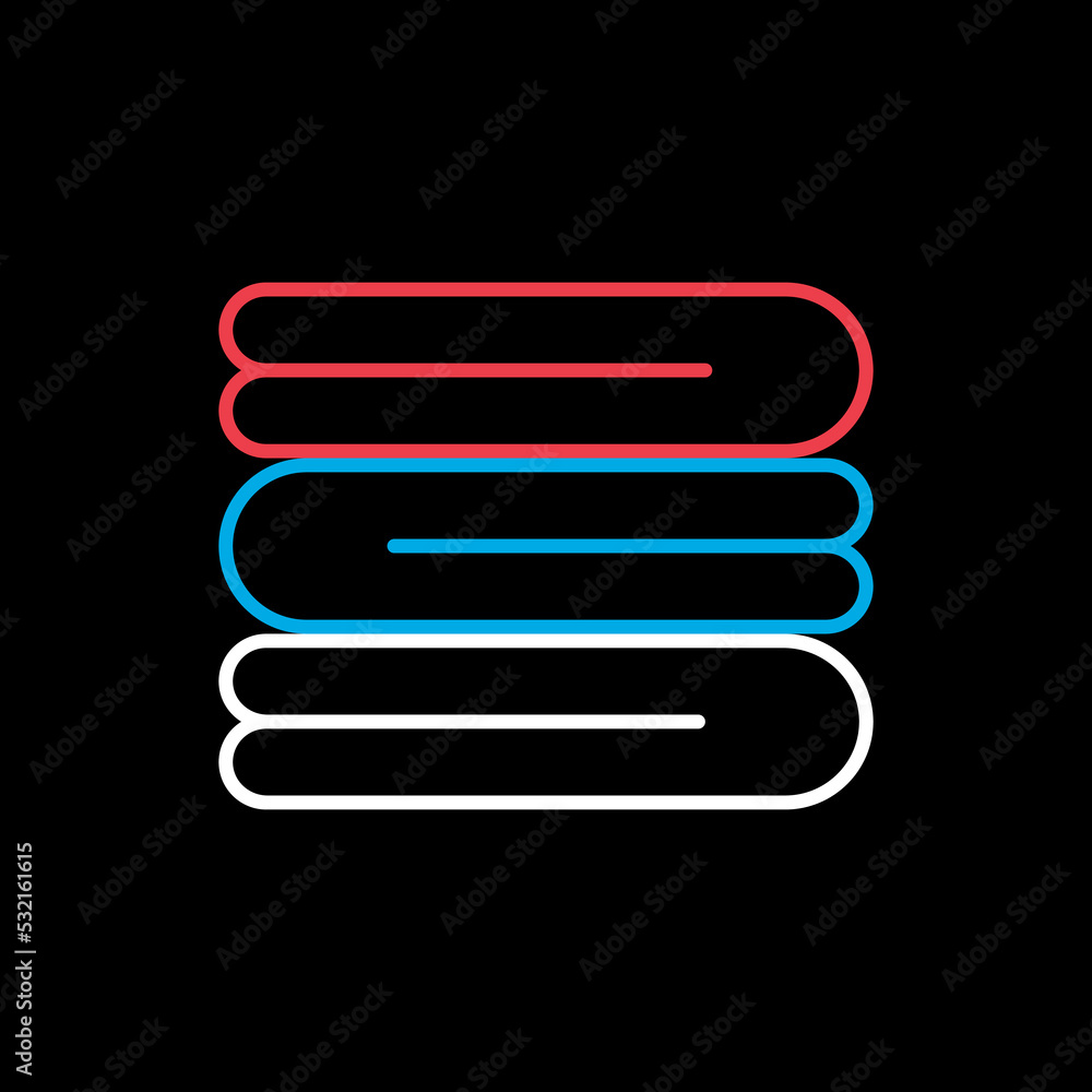 Stack of folded bath towels or napkins vector icon Stack of folded bath towels or napkins vector icon
